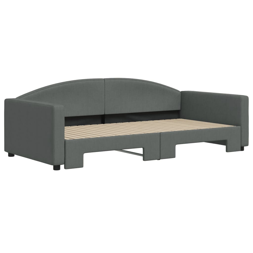 vidaXL Slaapbank met onderschuifbed 100x200 cm stof donkergrijs grijs, foto 2
