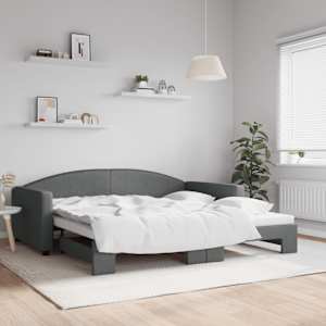 Válenda s přistýlkou tmavě šedá 100 x 200 cm textil - obrázek 1
