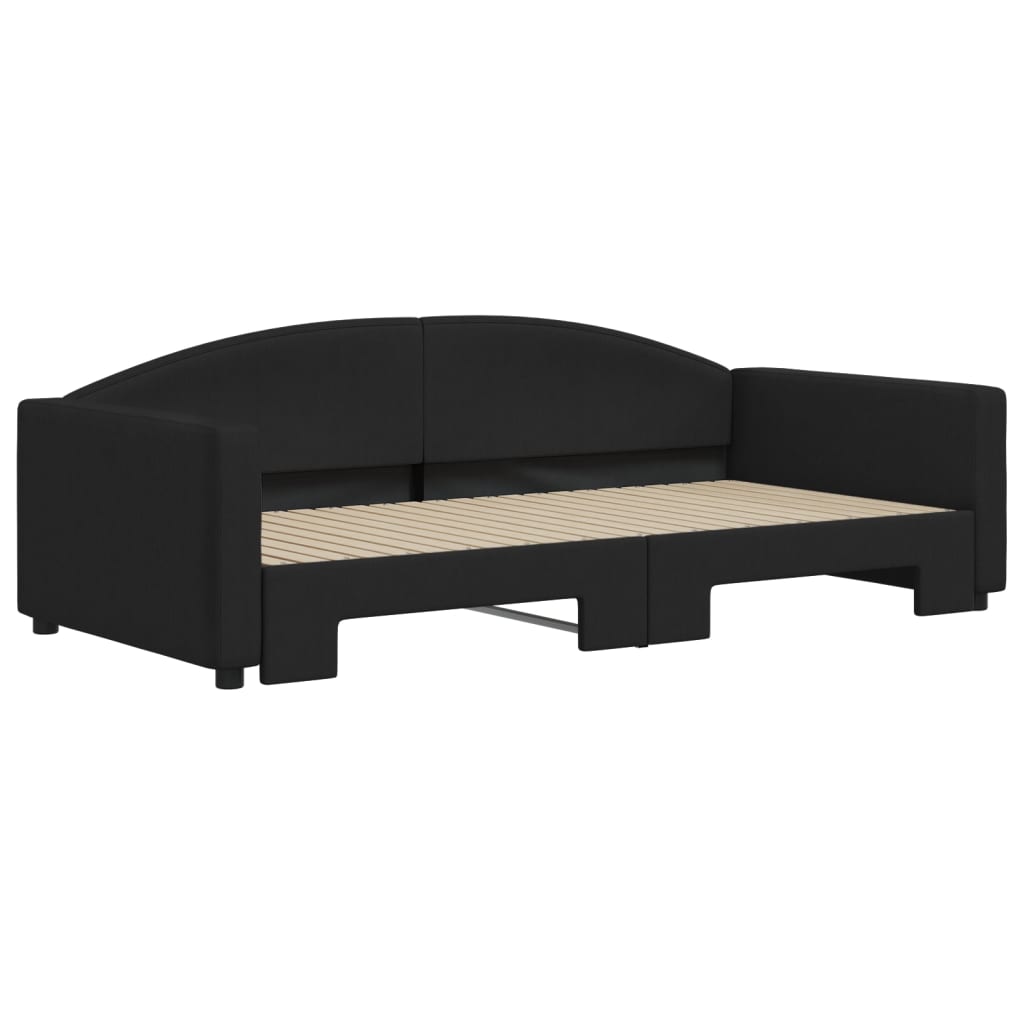 vidaXL Slaapbank met onderschuifbed 100x200 cm stof zwart afbeelding