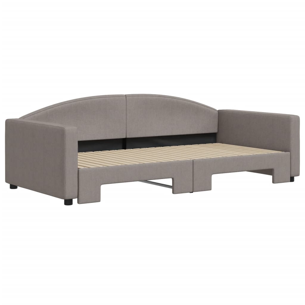 vidaXL Slaapbank met onderschuifbed 100x200 cm stof taupe afbeelding
