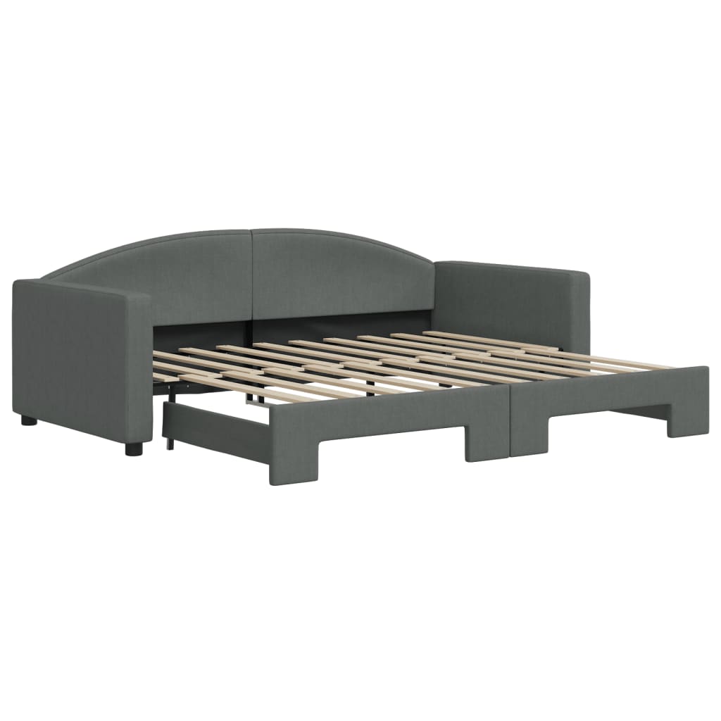 vidaXL Slaapbank met onderschuifbed 90x190 cm stof donkergrijs grijs, foto 3