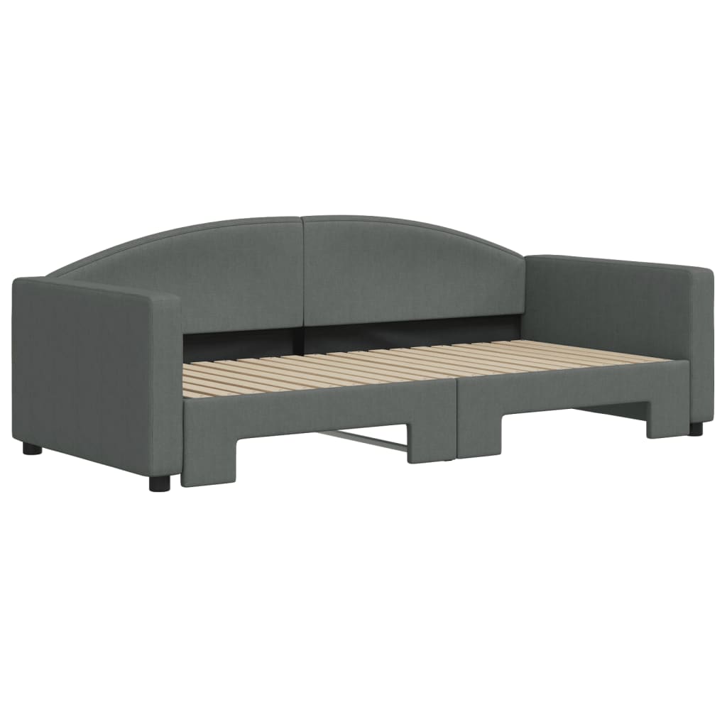 vidaXL Slaapbank met onderschuifbed 90x190 cm stof donkergrijs grijs, foto 2