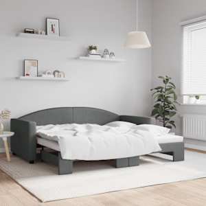 Válenda s přistýlkou tmavě šedá 90 x 190 cm textil - obrázek 1
