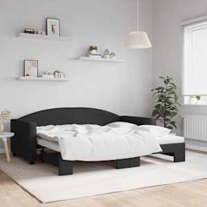 Válenda s přistýlkou černá 90 x 190 cm textil - obrázek 1