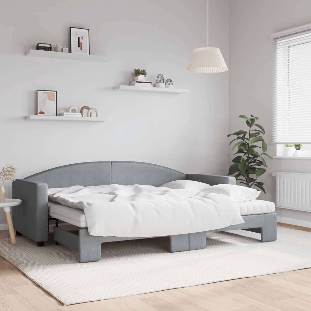 vidaXL daybed med udtræk og madras 80x200 cm stof lysegrå