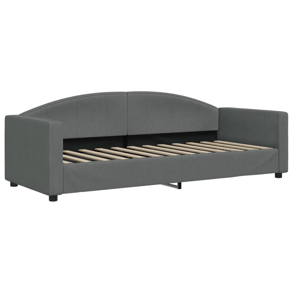 vidaXL Slaapbank onderschuifbed matrassen 80x200 cm stof donkergrijs grijs, foto 4