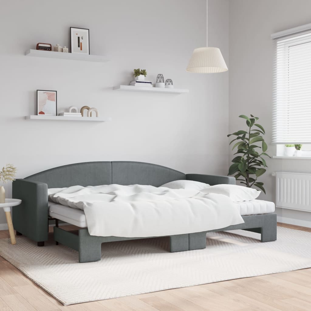 vidaXL daybed med udtræk og madras 80x200 cm stof mørkegrå