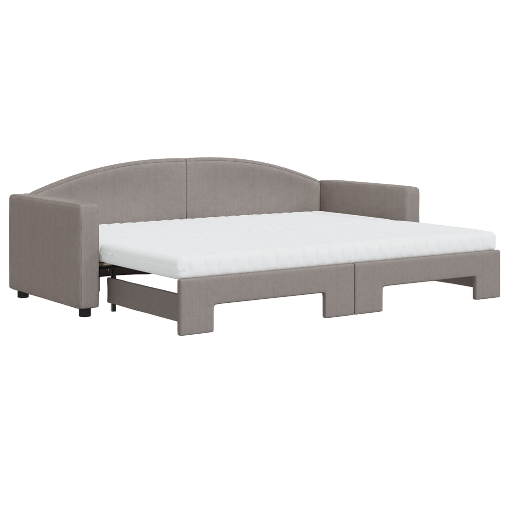 vidaXL Slaapbank met onderschuifbed en matrassen 80x200 cm stof taupe, foto 3