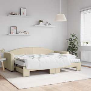 Válenda s přistýlkou a matracemi krémová 80 x 200 cm textil - obrázek 1