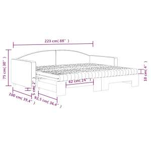 Válenda s přistýlkou a matracemi světle šedá 90 x 200 cm textil - obrázek 12