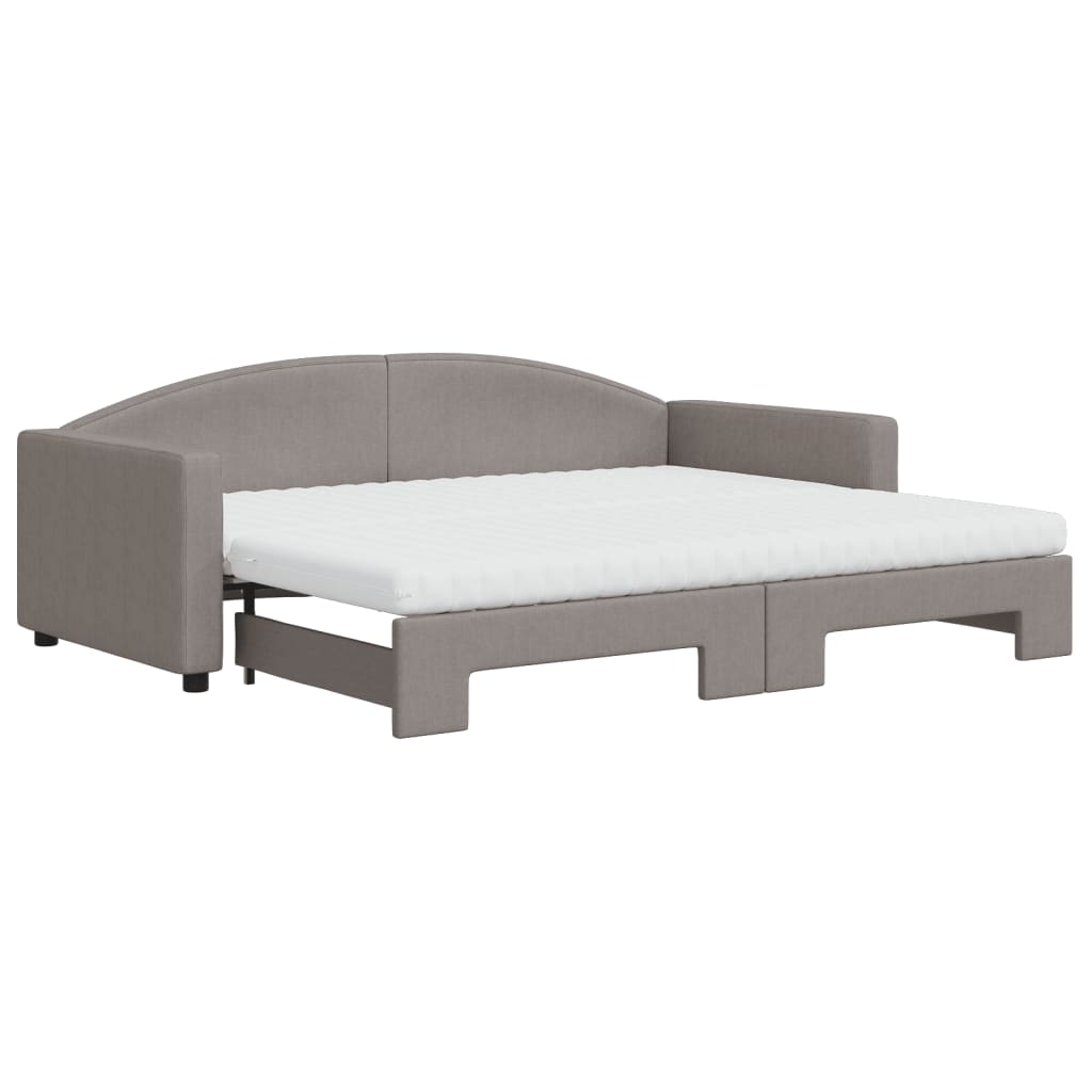 Izvlečna dnevna postelja z vzmetnico taupe 90x200 cm blago