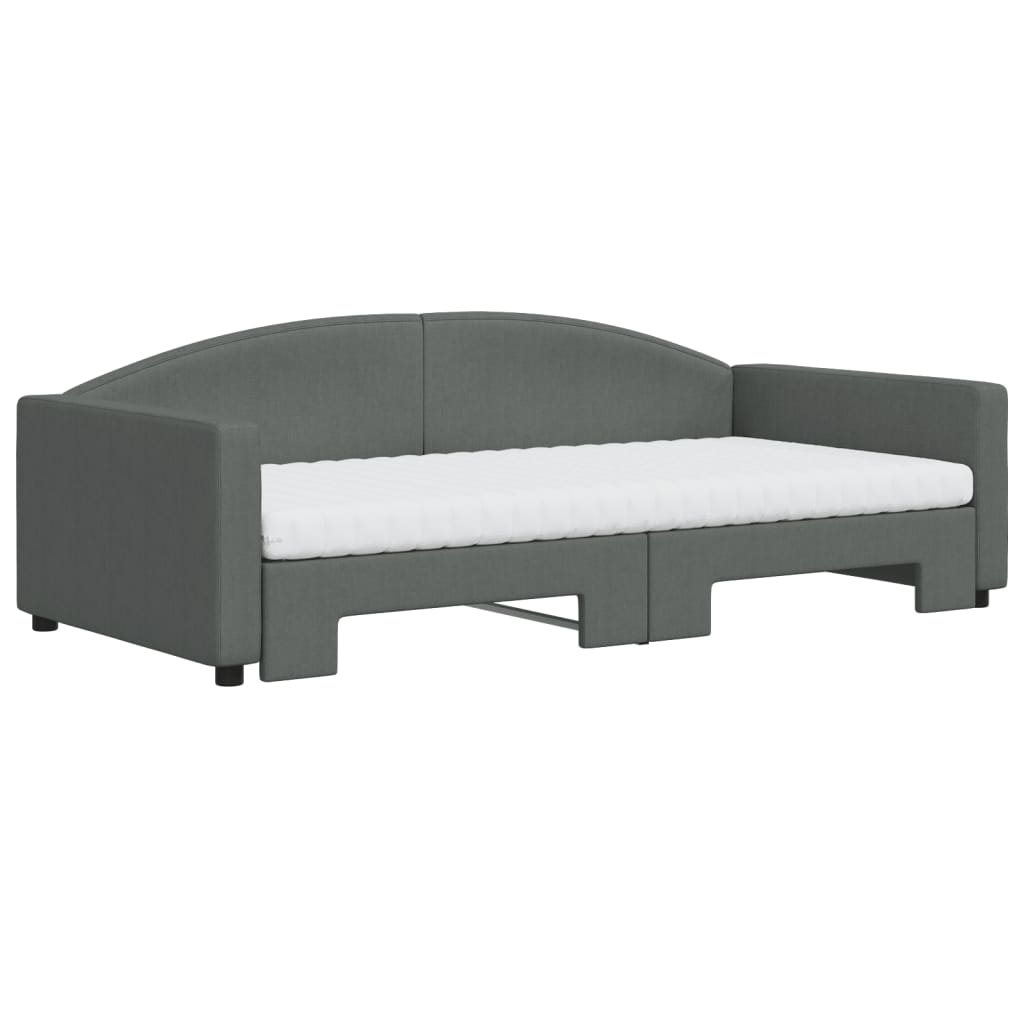 vidaXL Slaapbank onderschuifbed matrassen 100x200 cm stof donkergroen afbeelding
