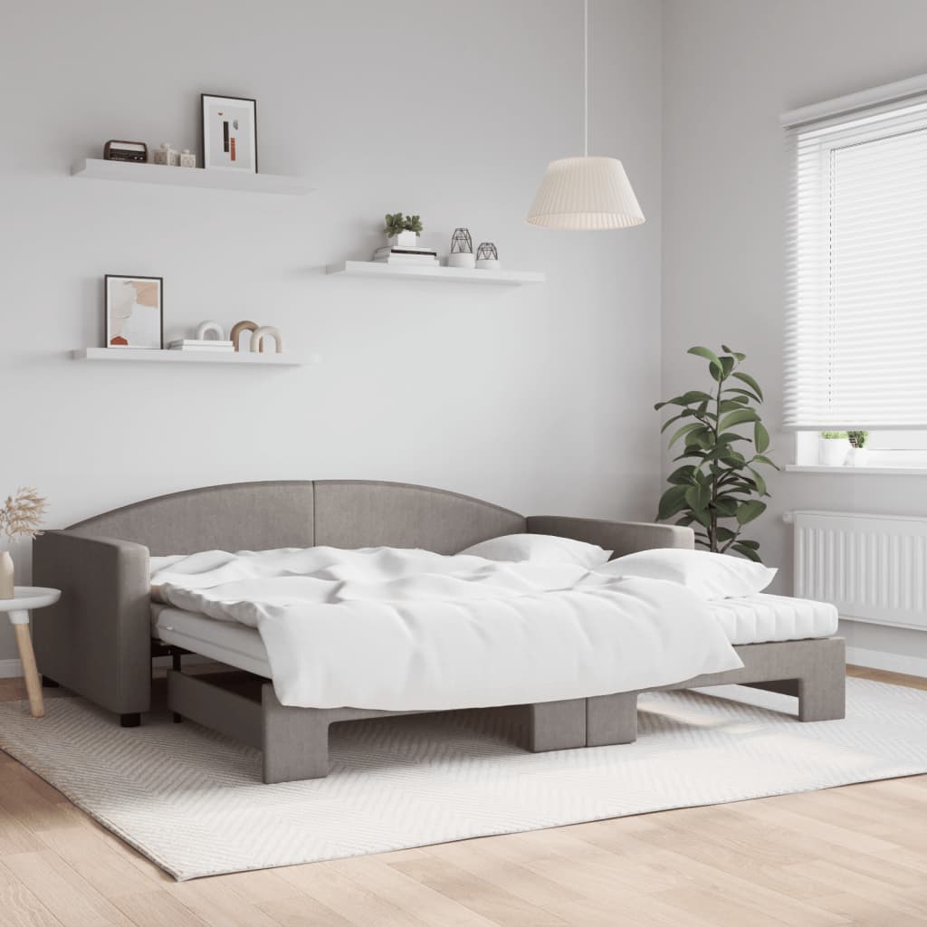 vidaXL daybed med udtræk og madras 100x200 cm stof gråbrun