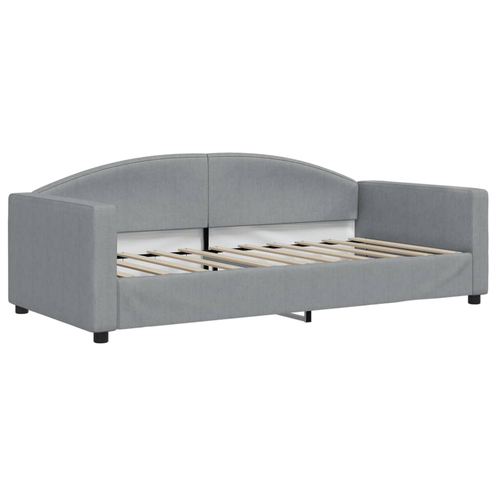 vidaXL Slaapbank onderschuifbed en matrassen 90x190 cm stof lichtgrijs grijs, foto 4