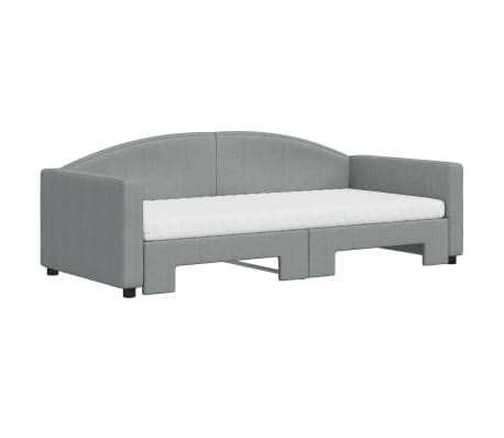 vidaXL Lit de jour avec gigogne et matelas gris clair 90x190 cm tissu