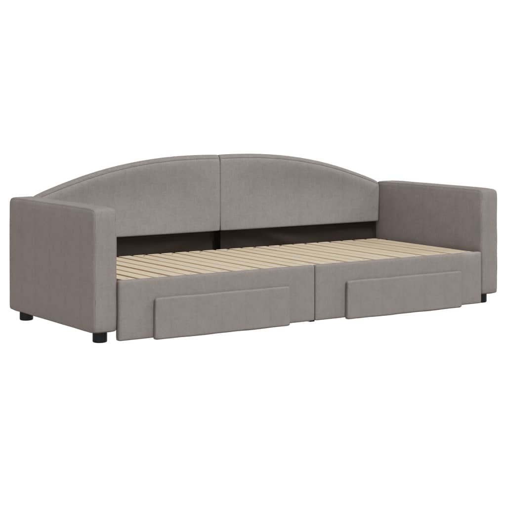vidaXL Slaapbank met onderschuifbed en lades 80x200 cm stof taupe afbeelding