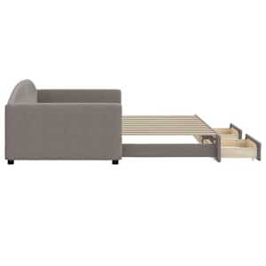 Válenda s přistýlkou a zásuvkami taupe 100 x 200 cm textil - obrázek 4