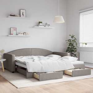 Válenda s přistýlkou a zásuvkami taupe 100 x 200 cm textil - obrázek 1