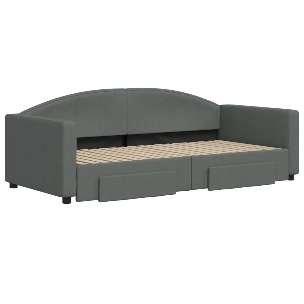 vidaXL Slaapbank onderschuifbed en lades 90x190 cm stof donkergrijs afbeelding