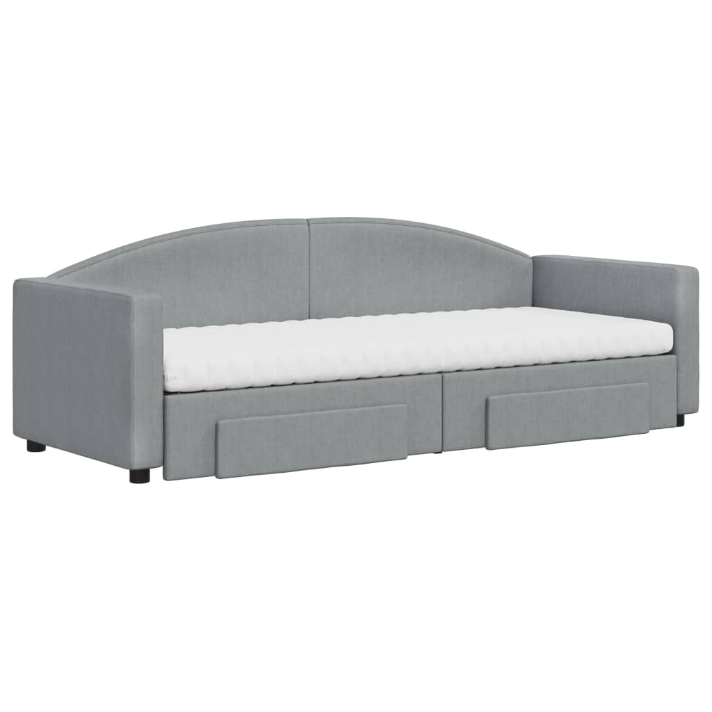 vidaXL Slaapbank met onderschuifbed en lades 80x200 cm stof lichtgrijs afbeelding