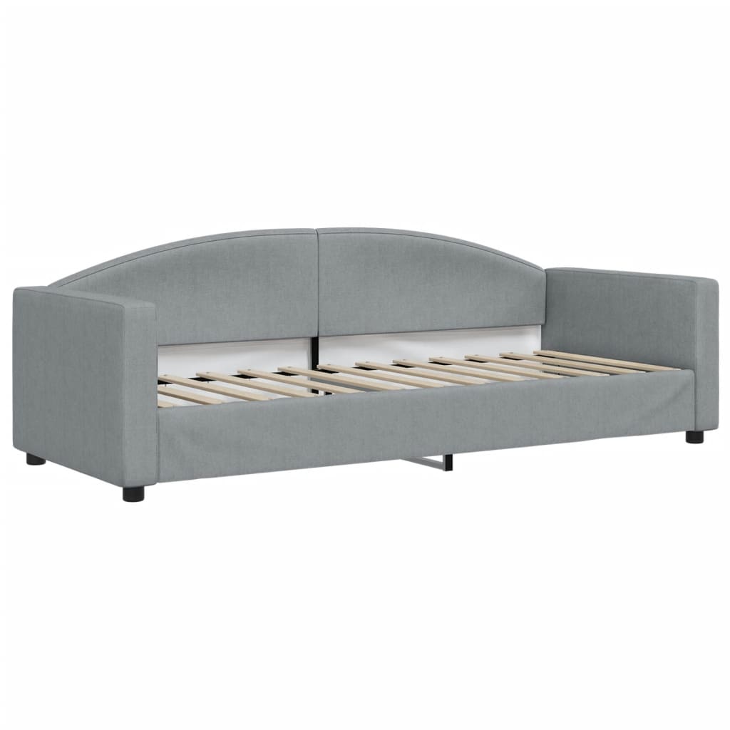 vidaXL Slaapbank met onderschuifbed en lades 80x200 cm stof lichtgrijs grijs, foto 4