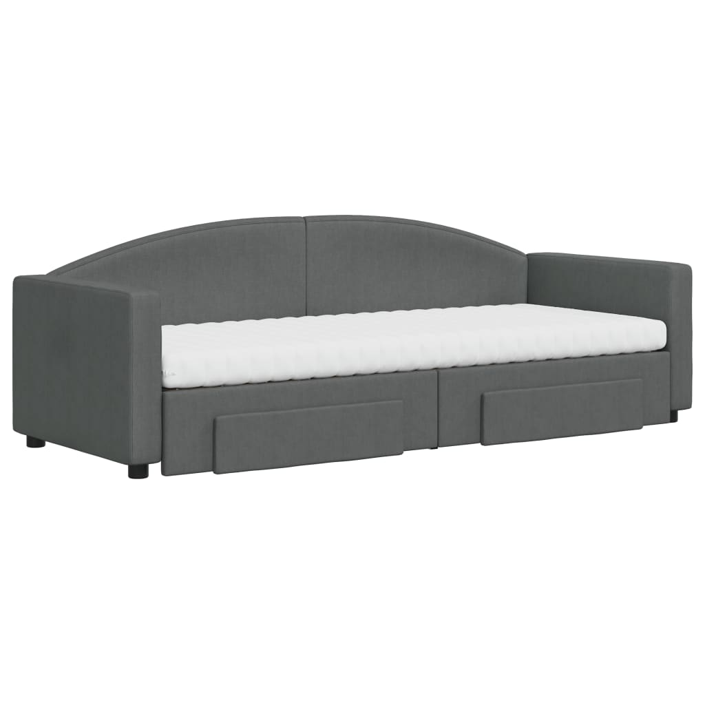 vidaXL Slaapbank onderschuifbed en lades 80x200 cm stof donkergrijs afbeelding