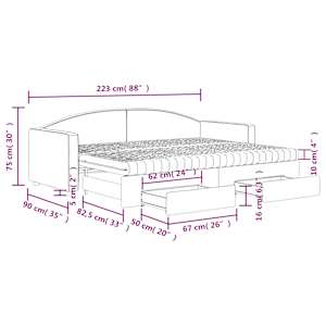 Válenda s přistýlkou a zásuvkami černá 80 x 200 cm textil - obrázek 13