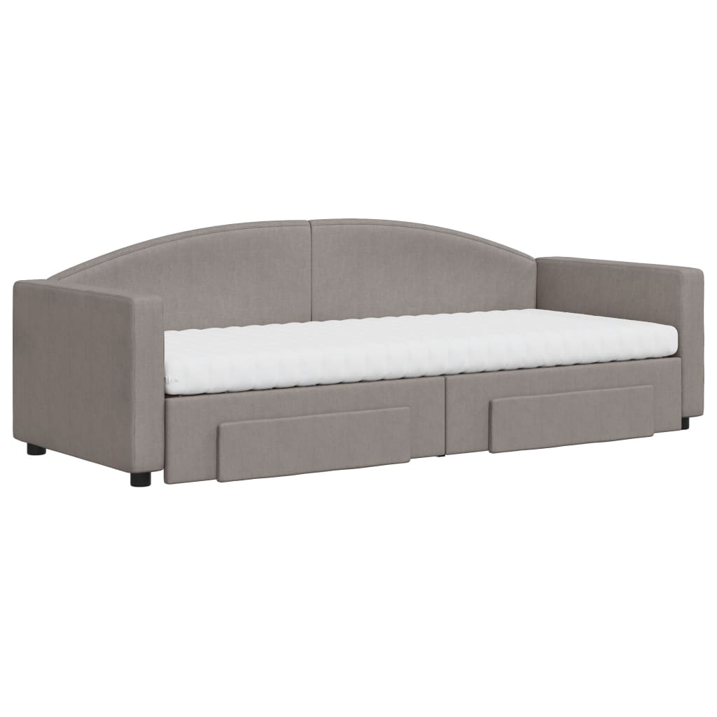 vidaXL Slaapbank met onderschuifbed en lades 80x200 cm stof taupe, foto 2