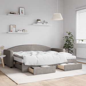 Válenda s přistýlkou a zásuvkami taupe 80 x 200 cm textil - obrázek 1