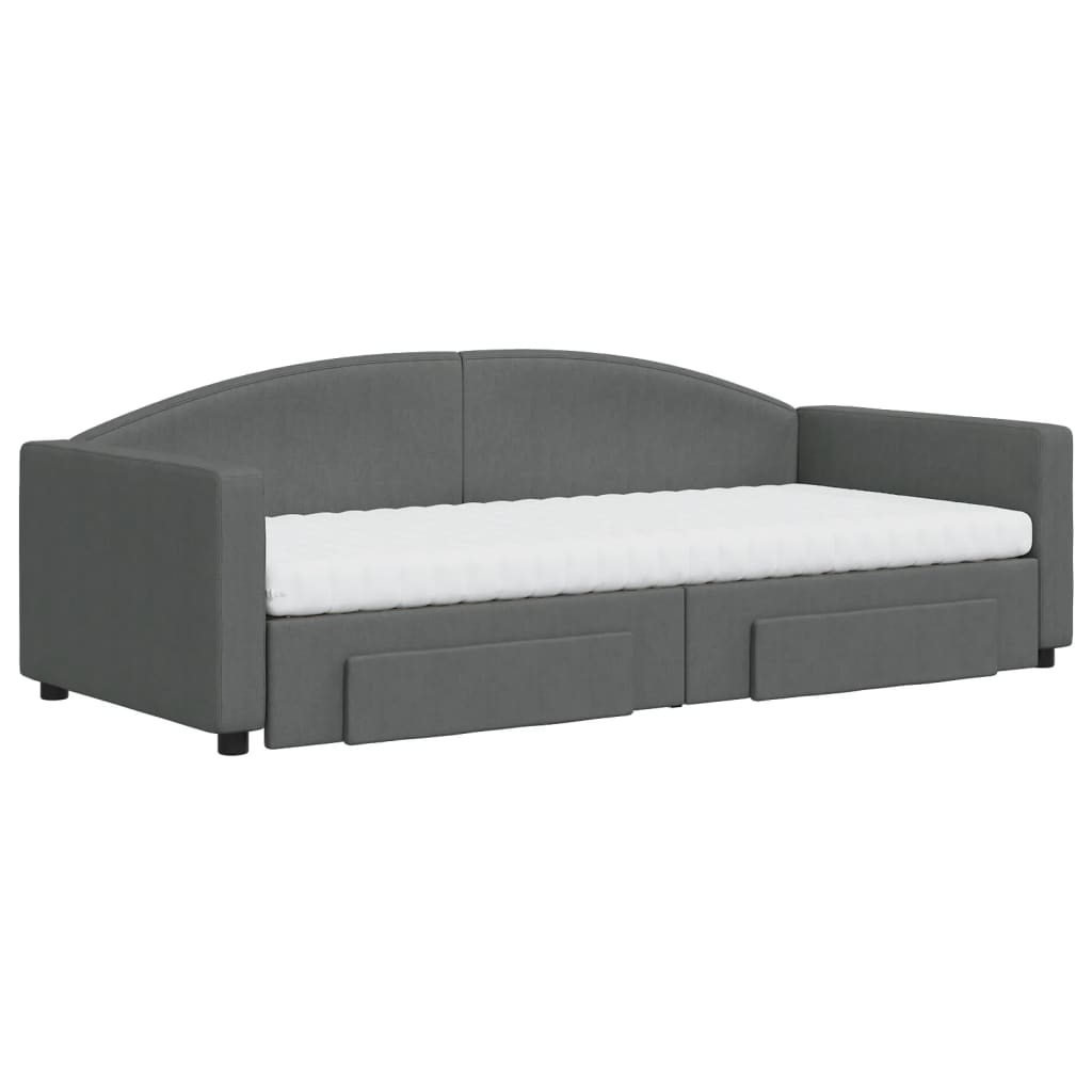 vidaXL Slaapbank onderschuifbed en lades 90x200 cm stof donkergrijs afbeelding