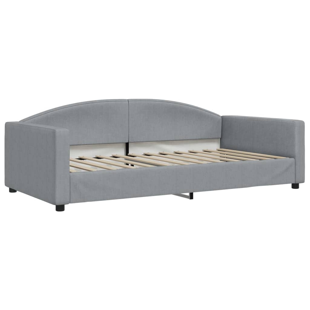 vidaXL Slaapbank onderschuifbed en lades 100x200 cm stof lichtgrijs grijs, foto 4