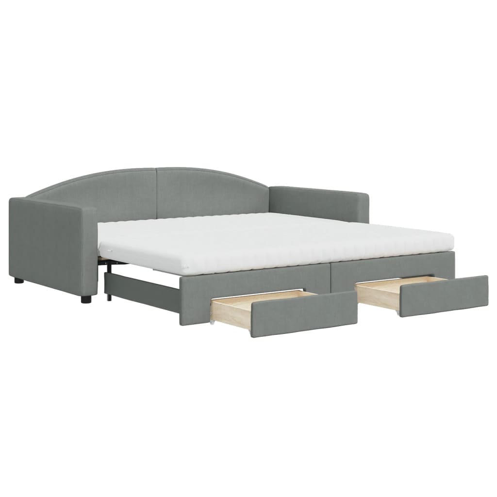 vidaXL Slaapbank onderschuifbed en lades 100x200 cm stof donkergrijs grijs, foto 3