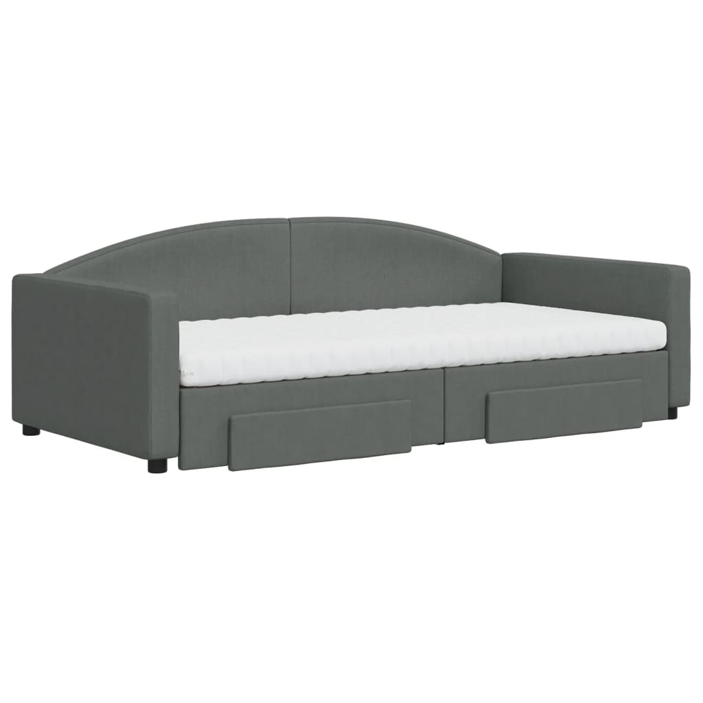 vidaXL Slaapbank onderschuifbed en lades 100x200 cm stof donkergrijs grijs, foto 2