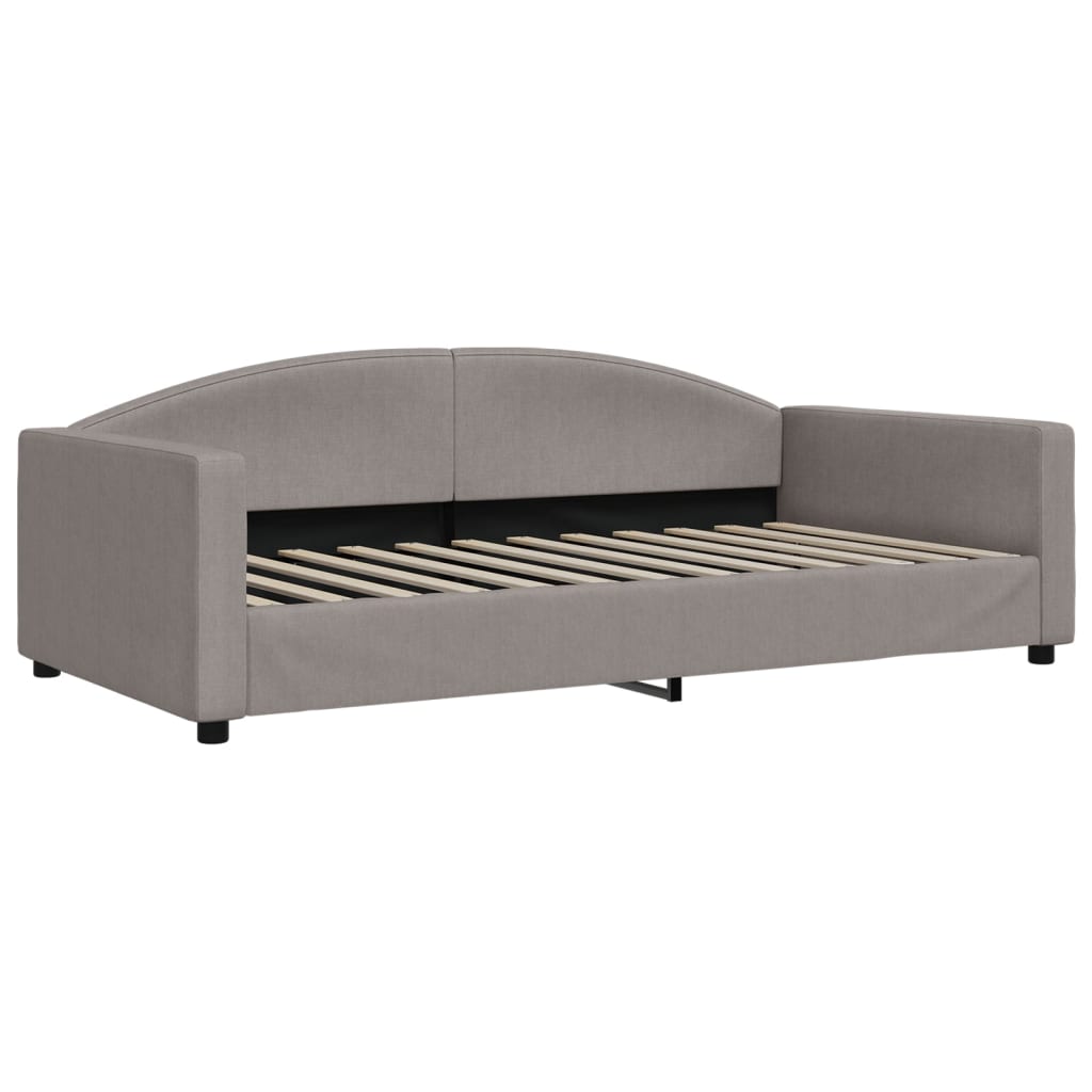 vidaXL Slaapbank met onderschuifbed en lades 100x200 cm stof taupe, foto 4