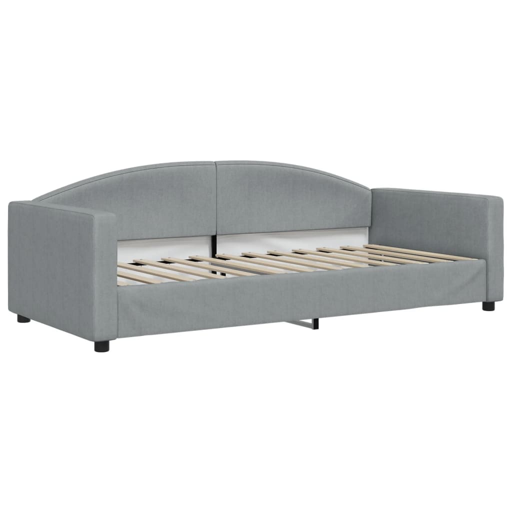 vidaXL Slaapbank met onderschuifbed en lades 90x190 cm stof lichtgrijs grijs, foto 4