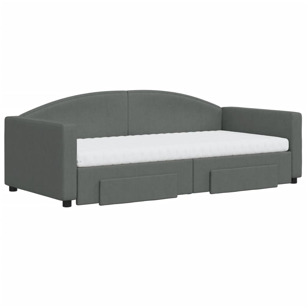 vidaXL Slaapbank onderschuifbed en lades 90x190 cm stof donkergrijs grijs, foto 2