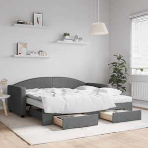 Válenda s přistýlkou a zásuvkami tmavě šedá 90 x 190 cm textil - obrázek 1