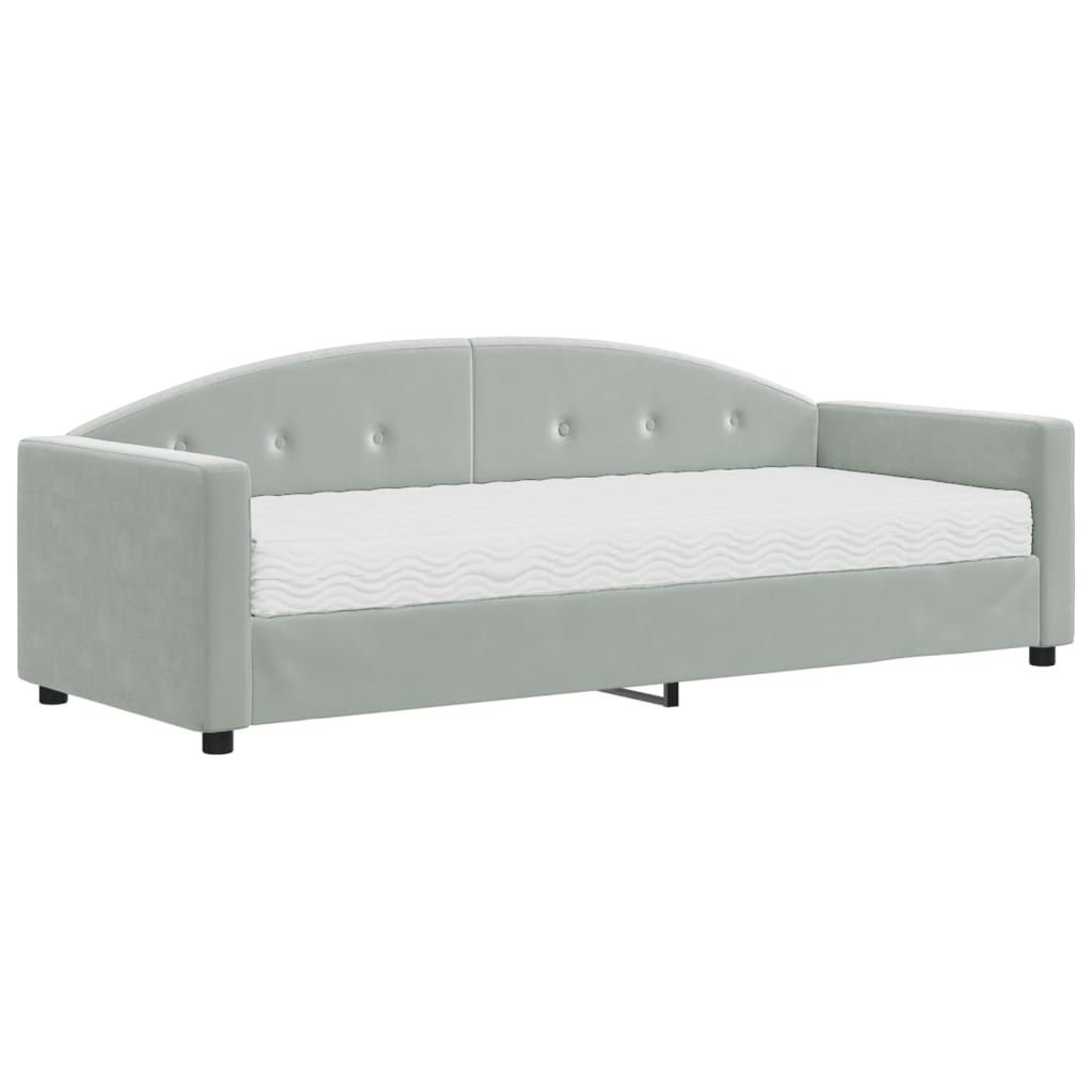 vidaXL Slaapbank met matras 80x200 cm fluweel lichtgrijs grijs, foto 3