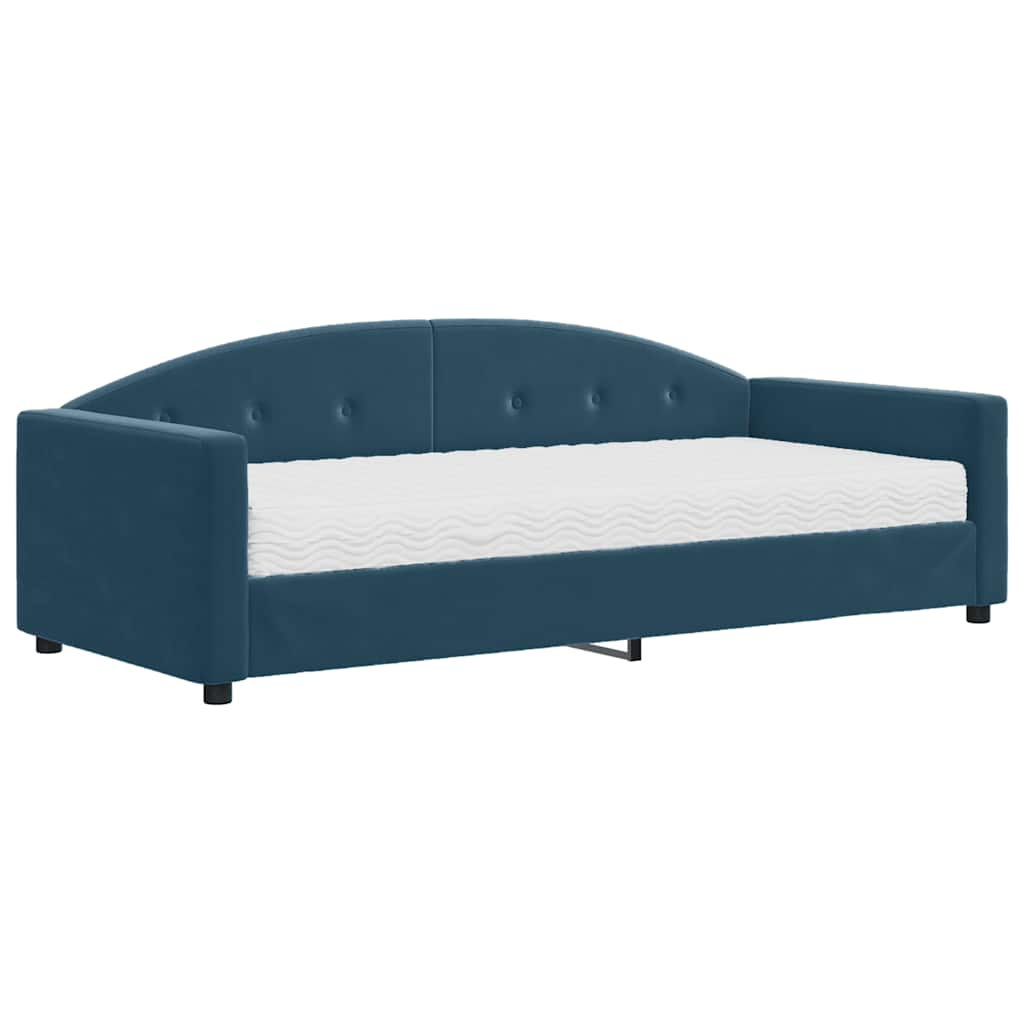vidaXL Slaapbank met matras 90x200 cm fluweel blauw, foto 3