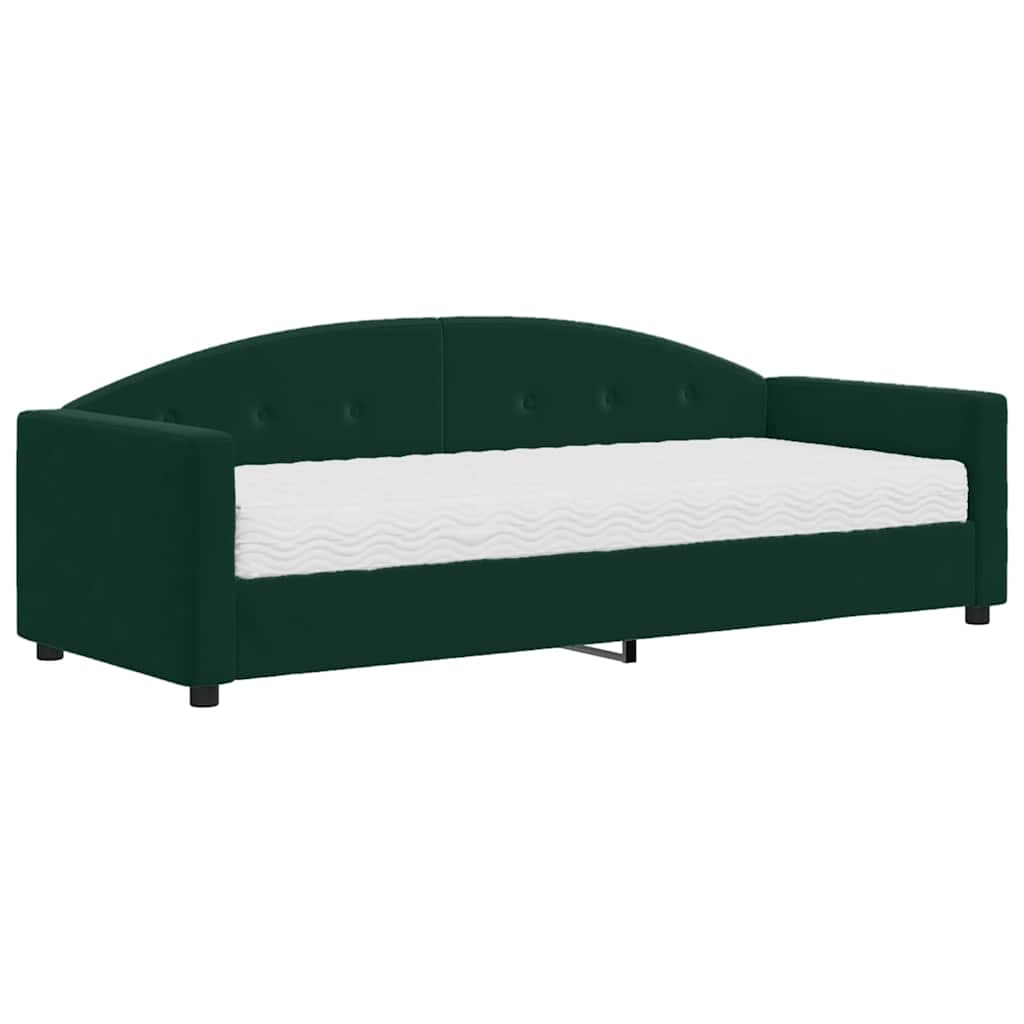 vidaXL Slaapbank met matras 90x200 cm fluweel donkergroen groen, foto 3