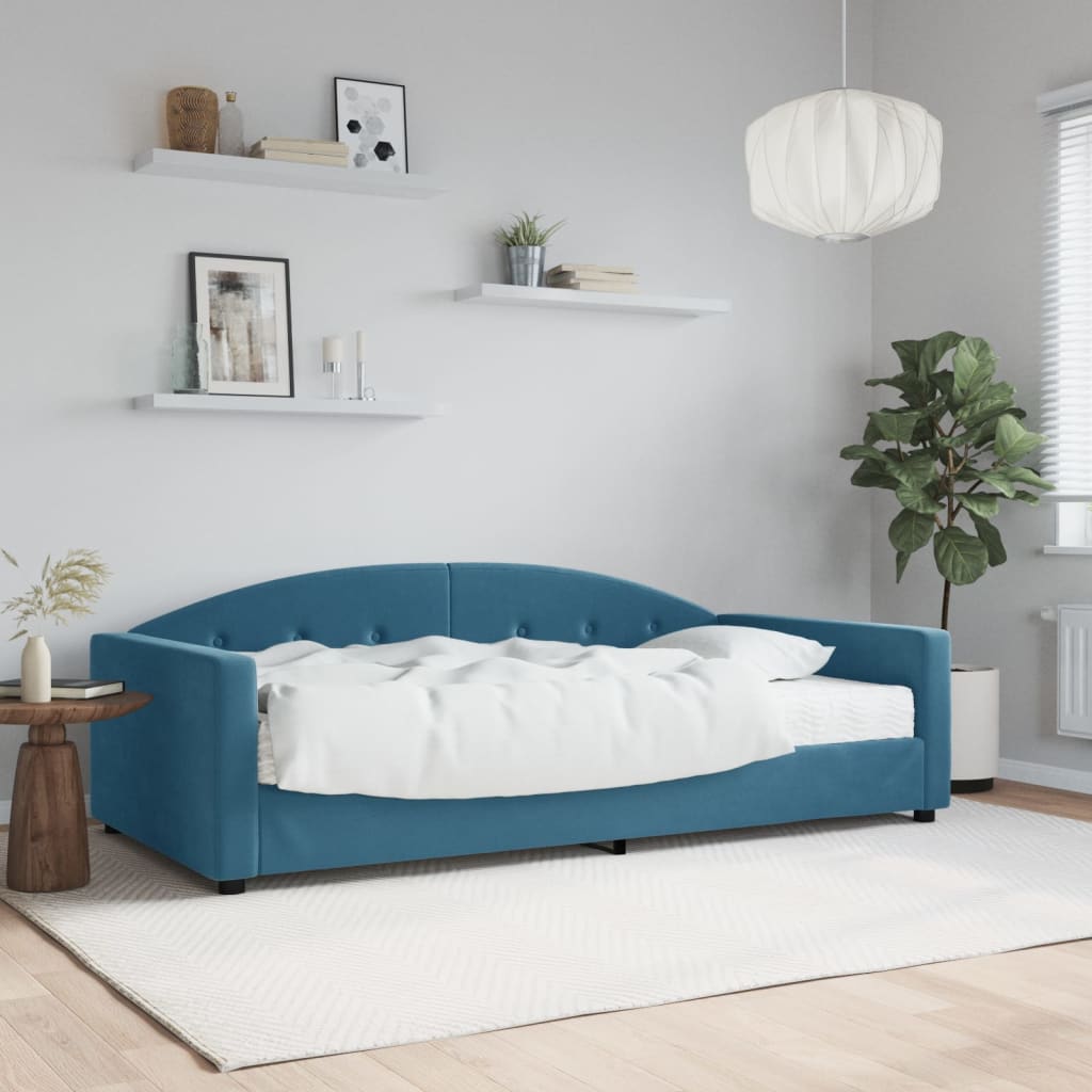 vidaXL Tagesbett mit Matratze Blau 100x200 cm Samt