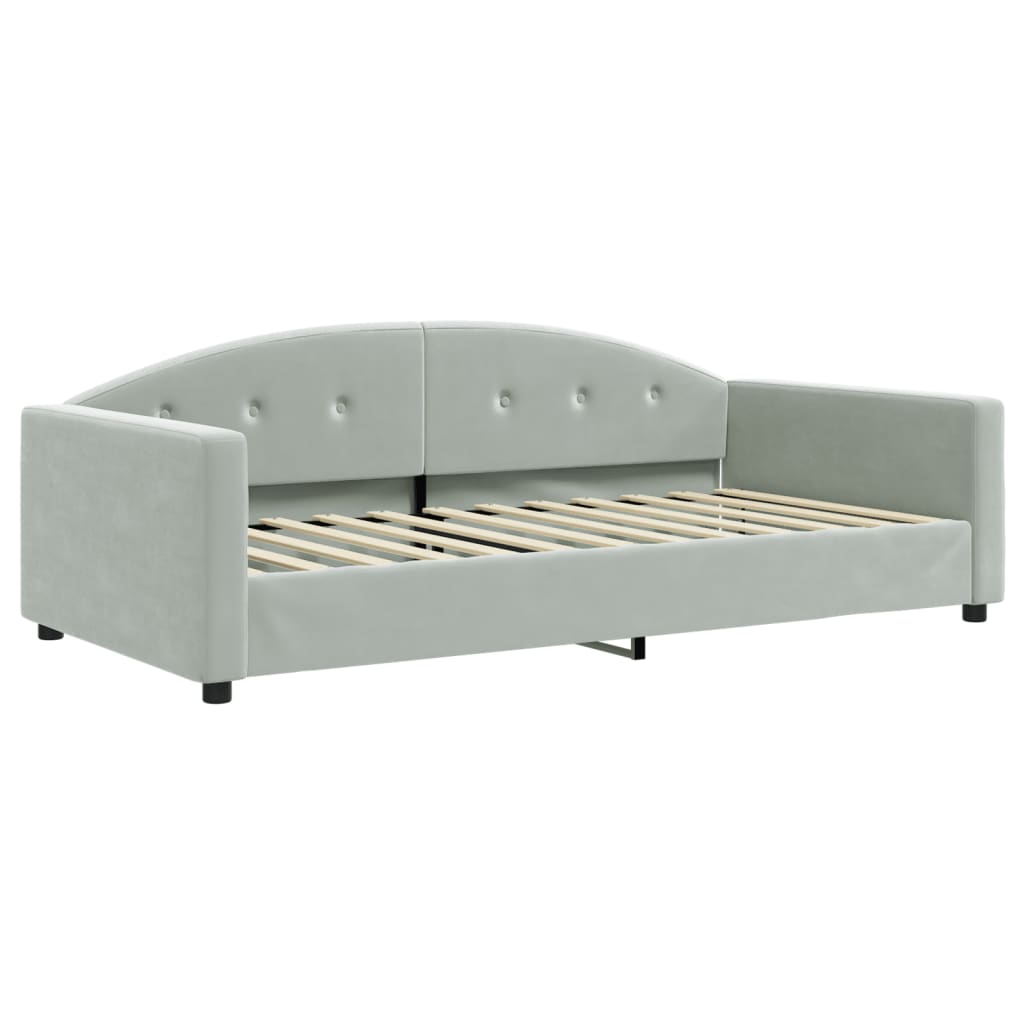 vidaXL Slaapbank met matras 100x200 cm fluweel lichtgrijs afbeelding