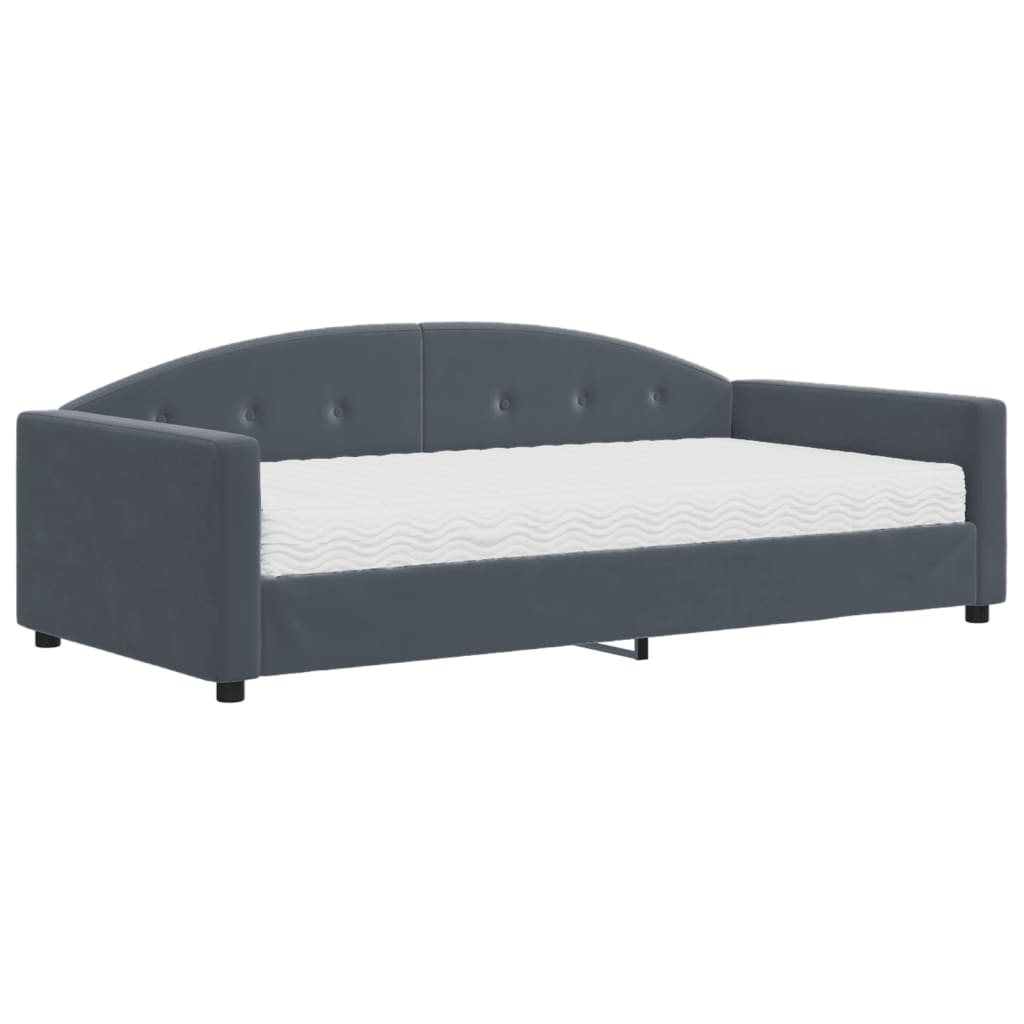 vidaXL Slaapbank met matras 100x200 cm fluweel donkergroen grijs, foto 3