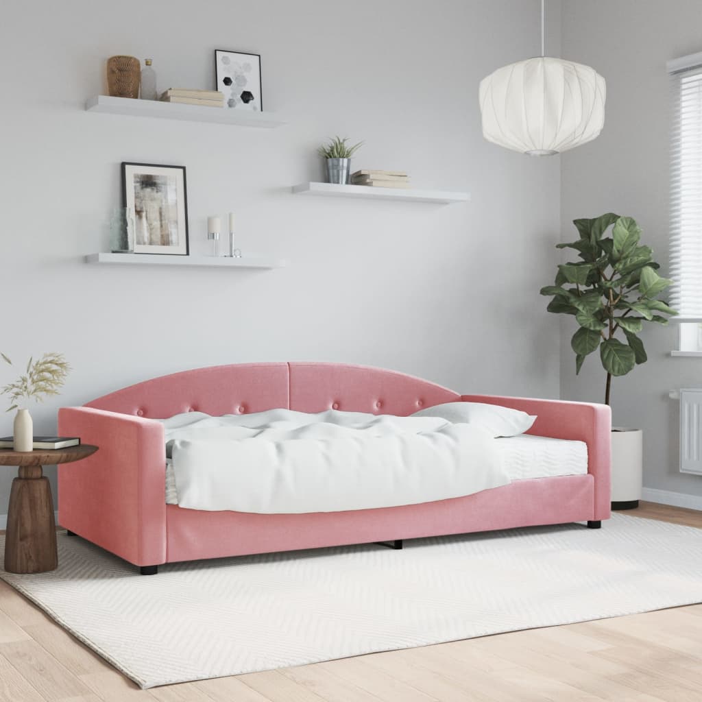 Tagesbett mit Matratze Rosa 100×200 cm Samt