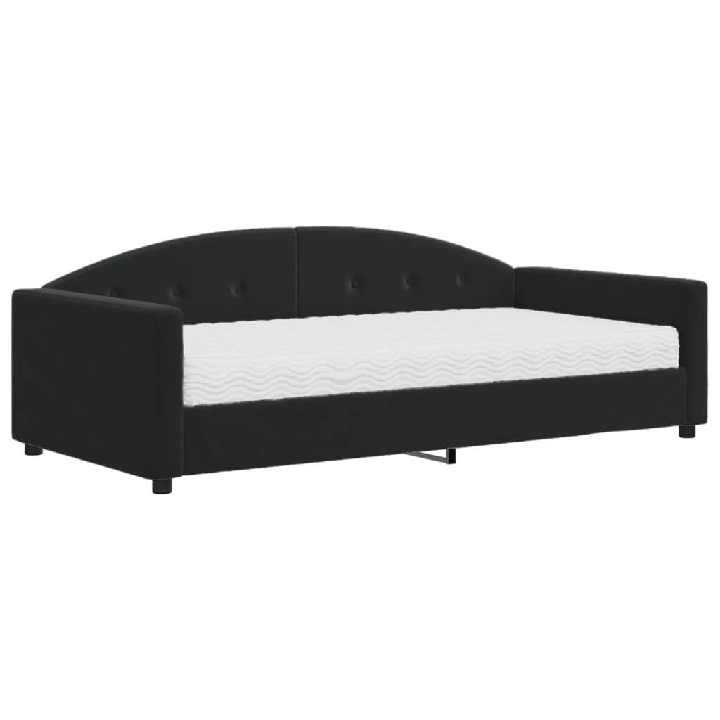 vidaXL Slaapbank met matras 100x200 cm fluweel zwart, foto 3