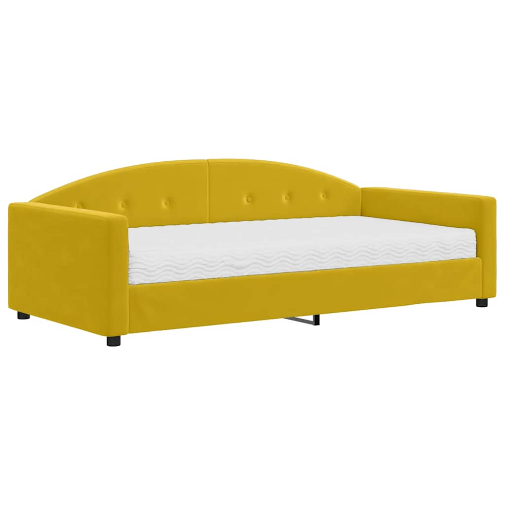 vidaXL Slaapbank met matras 100x200 cm fluweel geel, foto 3