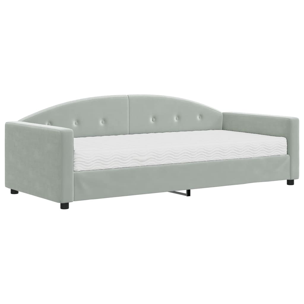 vidaXL Slaapbank met matras 90x190 cm fluweel lichtgrijs grijs, foto 3