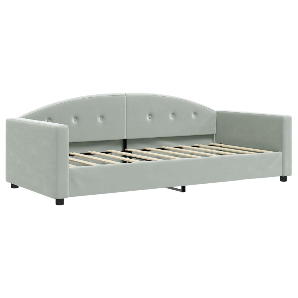 vidaXL Slaapbank met matras 90x190 cm fluweel lichtgrijs grijs, foto 2