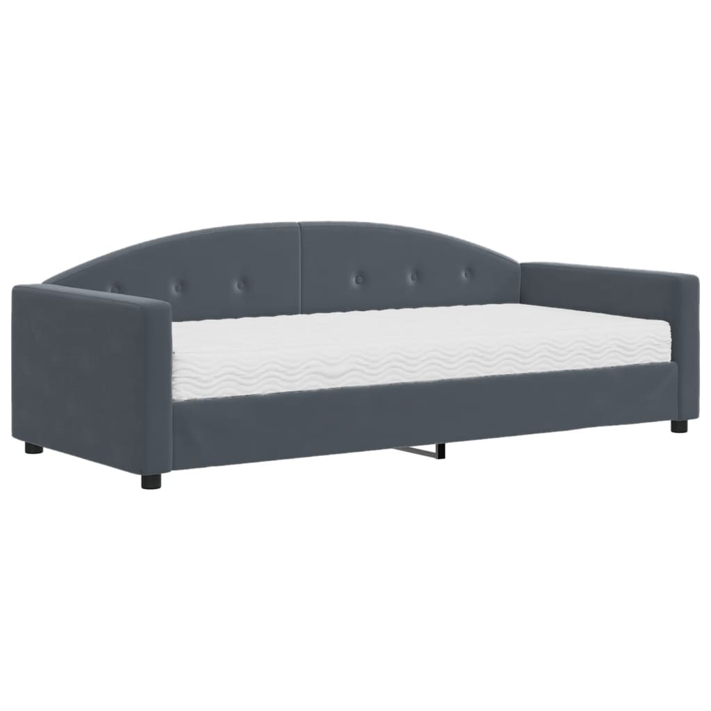 vidaXL Slaapbank met matras 90x190 cm fluweel donkergrijs grijs, foto 3