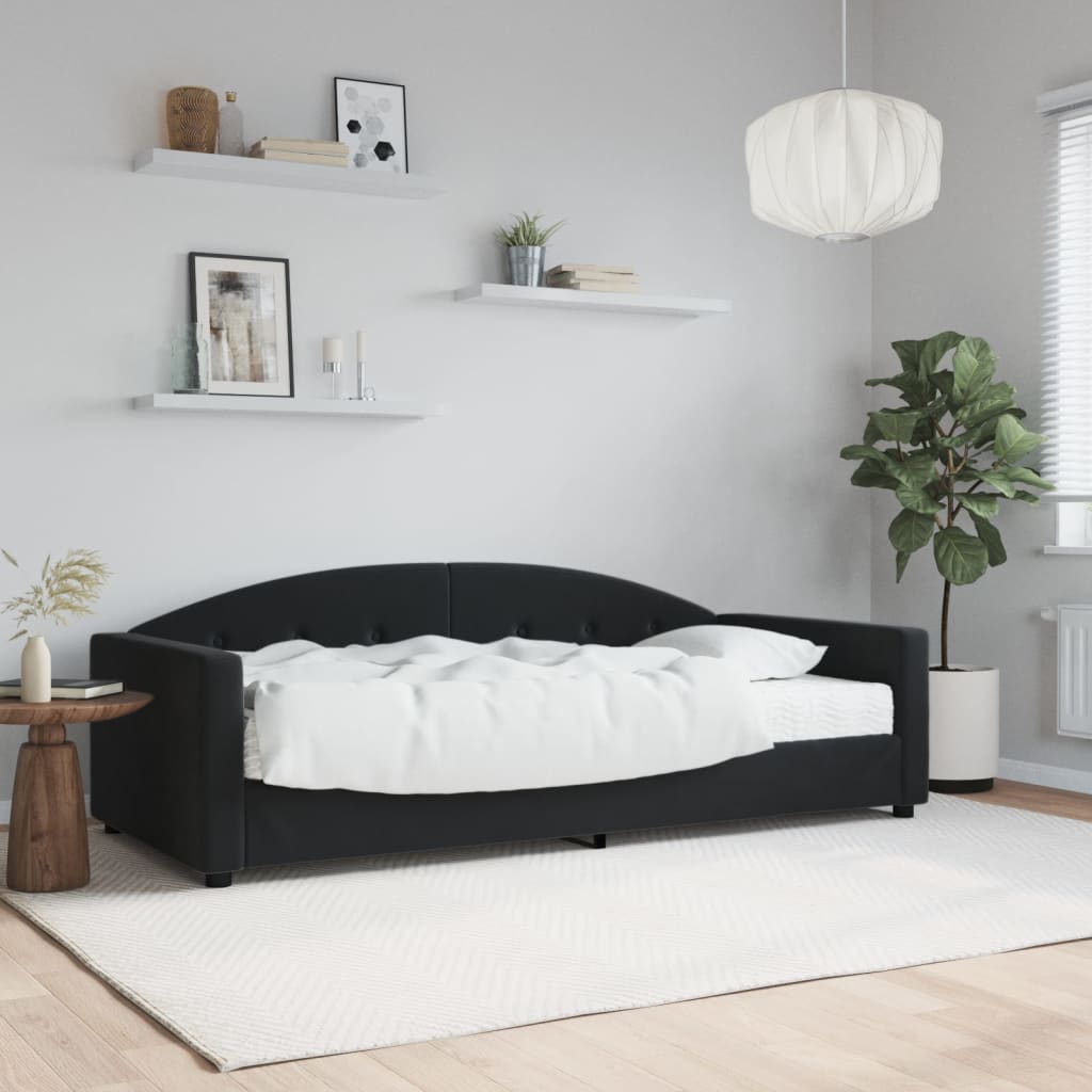 vidaXL Tagesbett mit Matratze Schwarz 90x190 cm Samt